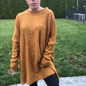 Mustard long sleeve sweater dress